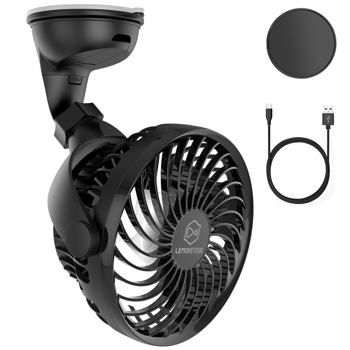 4 Inch Adjustable Suction Car Fan