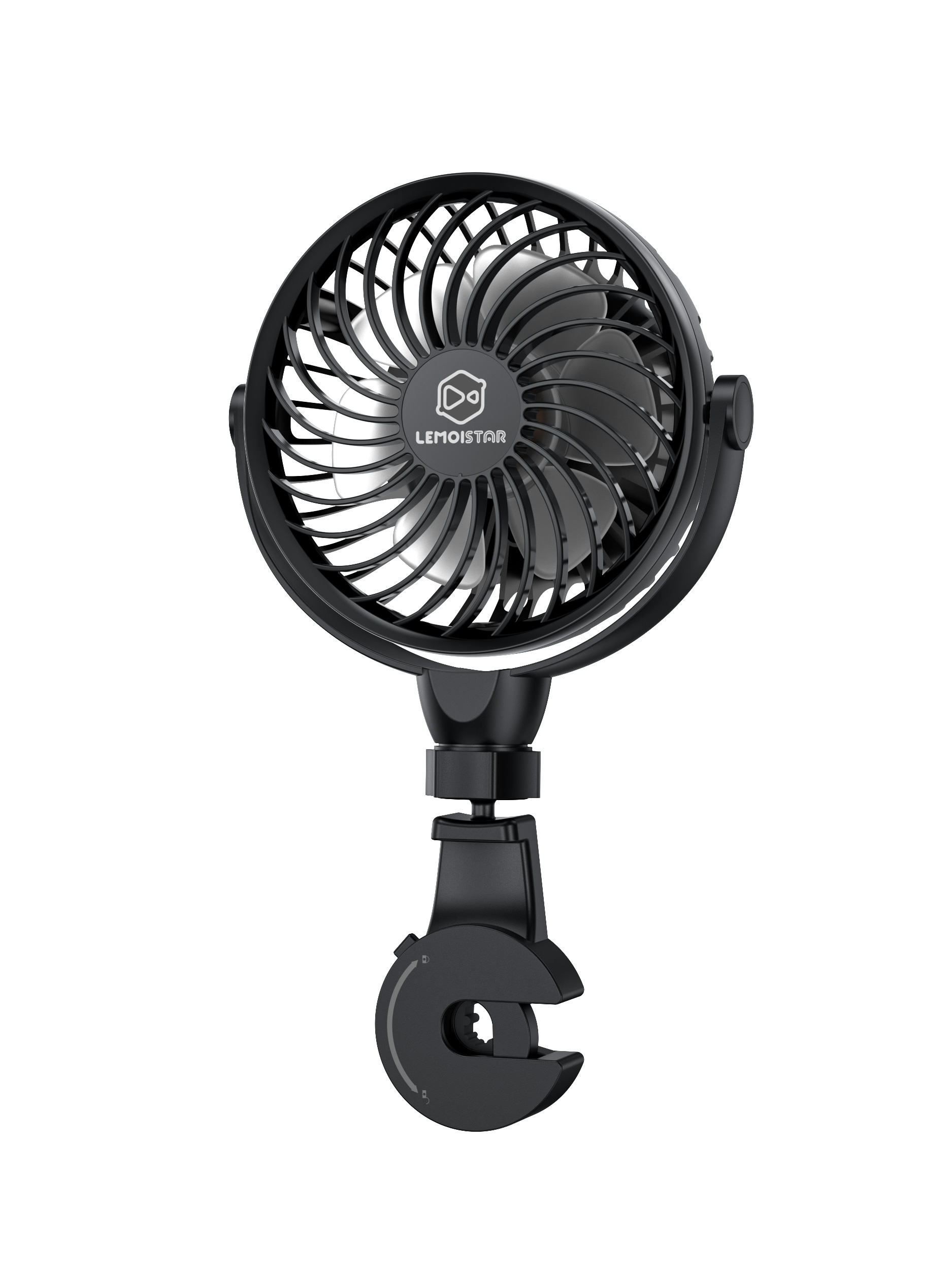 Rechargeable 4 Inch Backseat Car Fan Creative Design Backseat 4 Speed Strong Wind